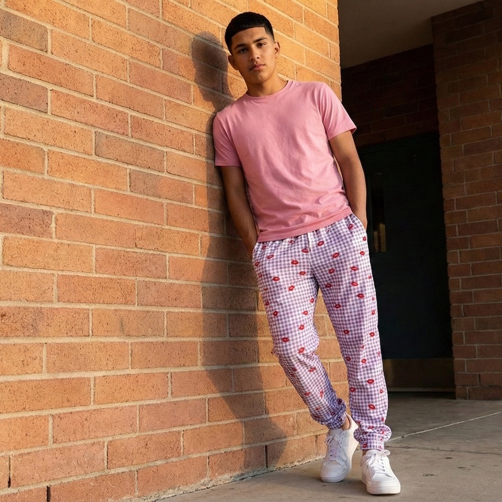 Lips on Plaid Unisex Lounger Pants